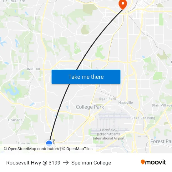 Roosevelt Hwy @ 3199 to Spelman College map