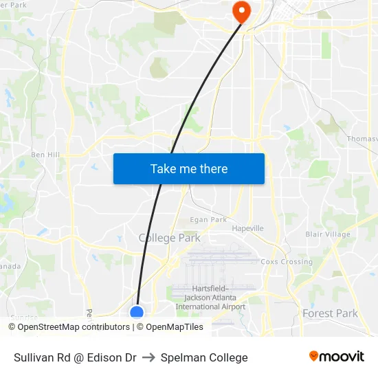 Sullivan Rd @ Edison Dr to Spelman College map