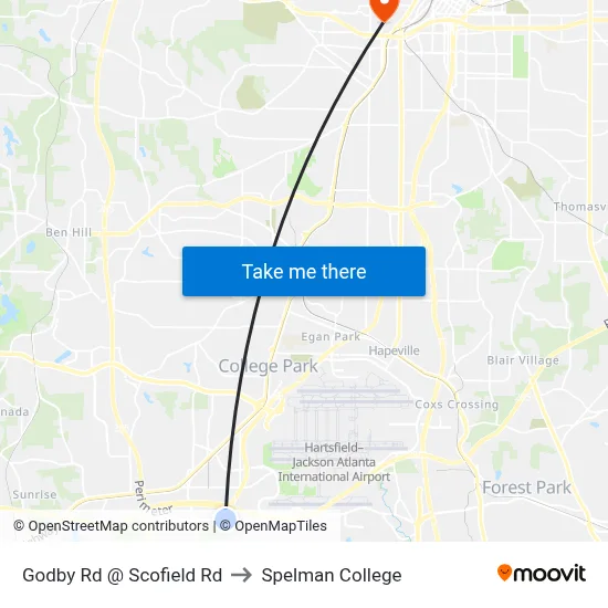 Godby Rd @ Scofield Rd to Spelman College map