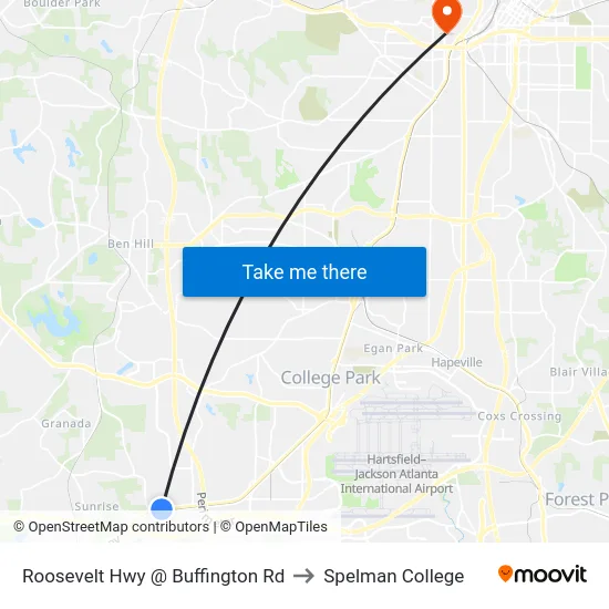 Roosevelt Hwy @ Buffington Rd to Spelman College map
