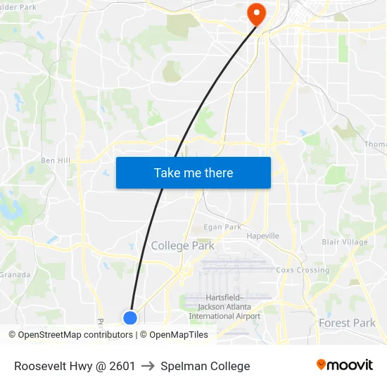Roosevelt Hwy @ 2601 to Spelman College map