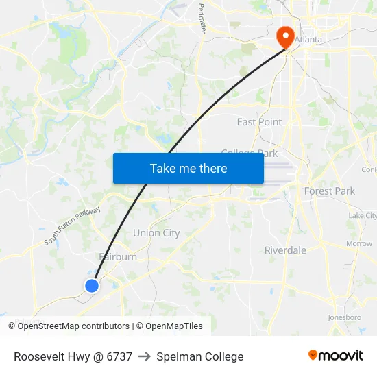 Roosevelt Hwy @ 6737 to Spelman College map
