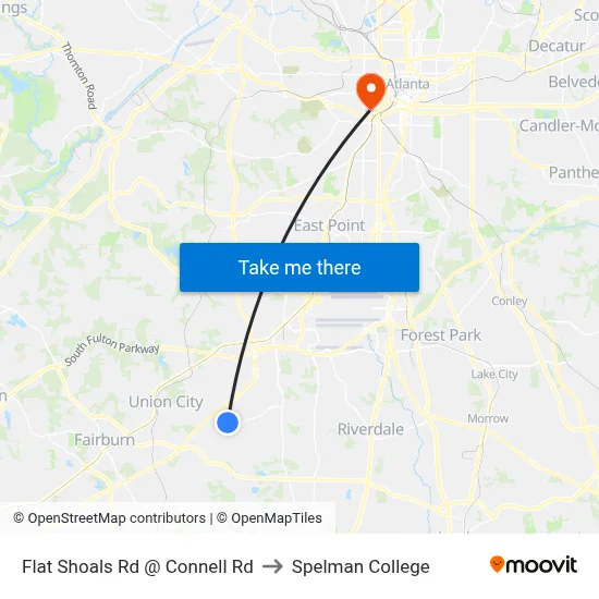 Flat Shoals Rd @ Connell Rd to Spelman College map