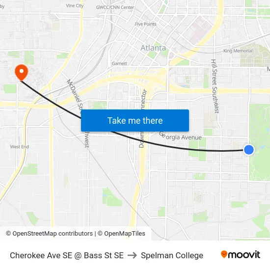 Cherokee Ave SE @ Bass St SE to Spelman College map