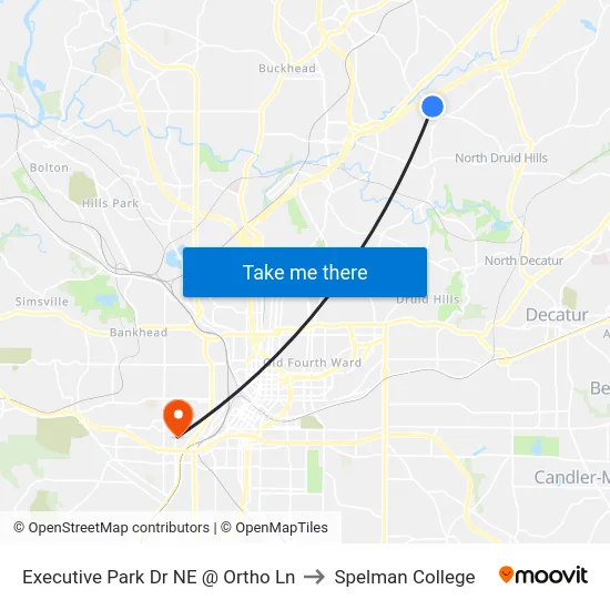 Executive Park Dr NE @ Ortho Ln to Spelman College map