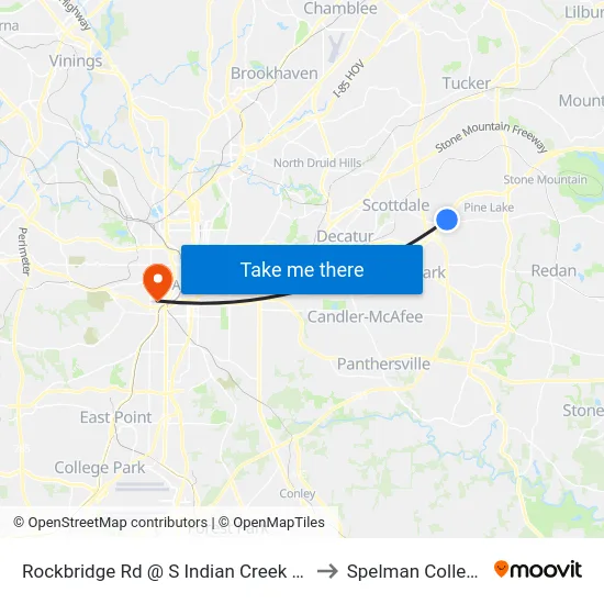 Rockbridge Rd @ S Indian Creek Dr to Spelman College map