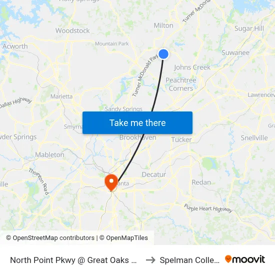 North Point Pkwy @ Great Oaks Way to Spelman College map