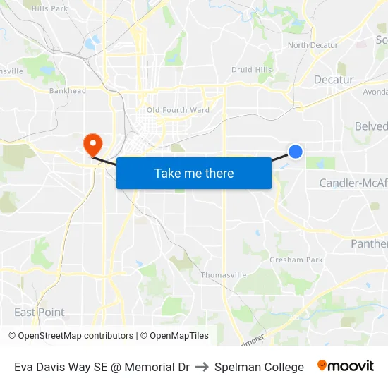 Eva Davis Way SE @ Memorial Dr to Spelman College map