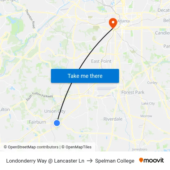 Londonderry Way @ Lancaster Ln to Spelman College map