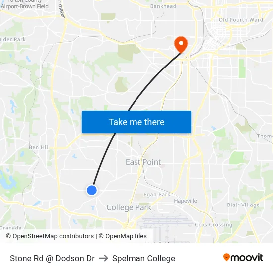 Stone Rd @ Dodson Dr to Spelman College map
