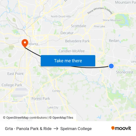 Grta - Panola Park & Ride to Spelman College map