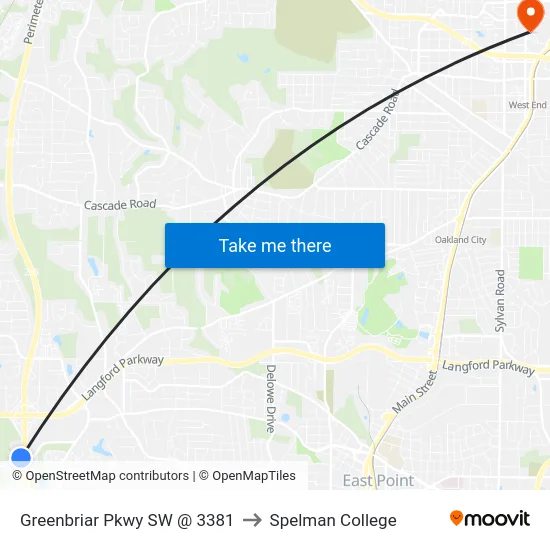 Greenbriar Pkwy SW @ 3381 to Spelman College map