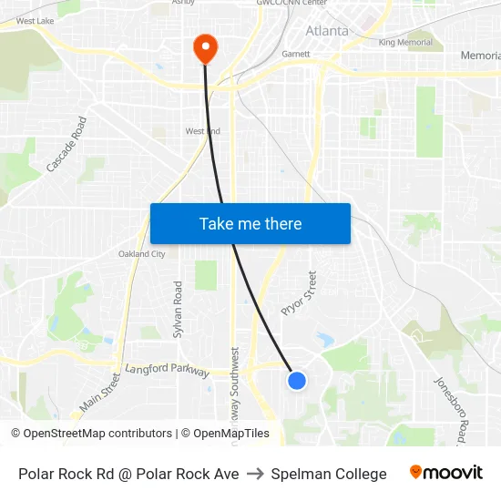 Polar Rock Rd @ Polar Rock Ave to Spelman College map