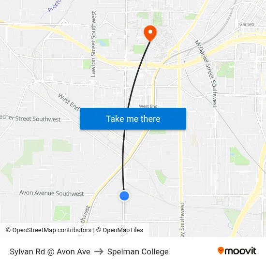 Sylvan Rd @ Avon Ave to Spelman College map