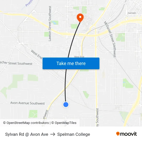 Sylvan Rd @ Avon Ave to Spelman College map