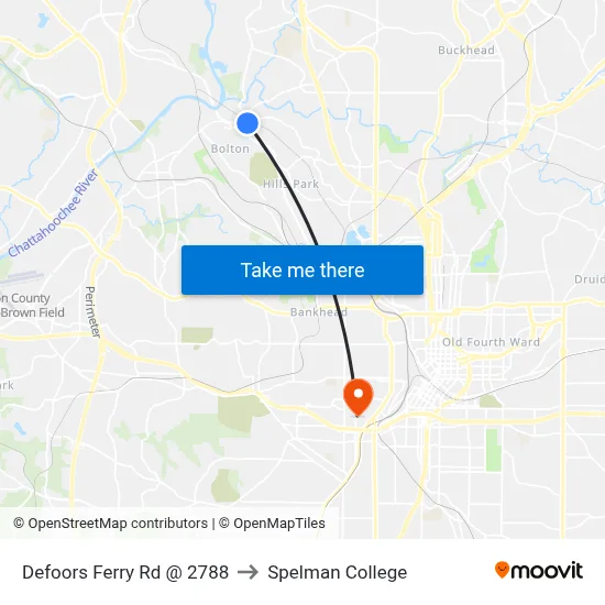 Defoors Ferry Rd @ 2788 to Spelman College map
