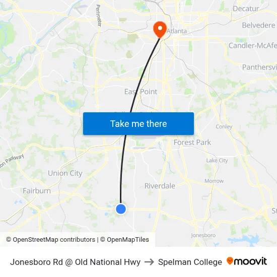 Jonesboro Rd @ Old National Hwy to Spelman College map