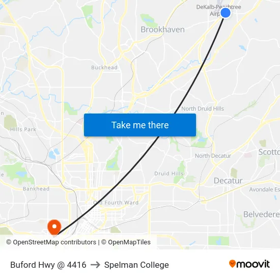 Buford Hwy @ 4416 to Spelman College map