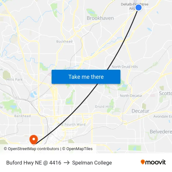 Buford Hwy NE @ 4416 to Spelman College map