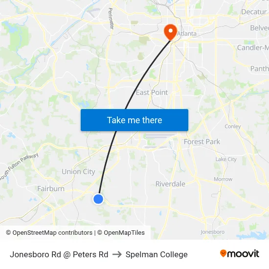 Jonesboro Rd @ Peters Rd to Spelman College map