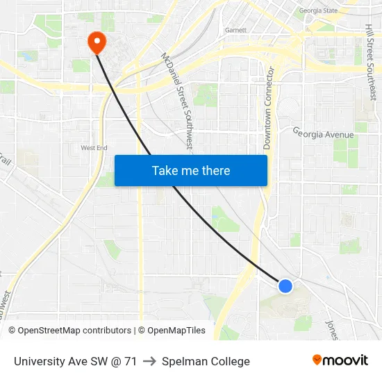 University Ave SW @ 71 to Spelman College map