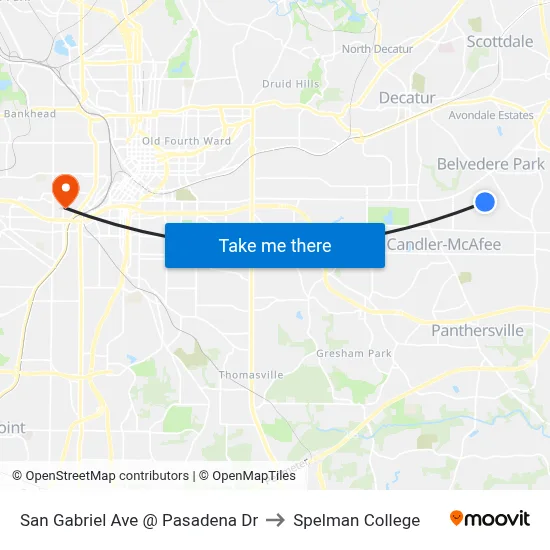 San Gabriel Ave @ Pasadena Dr to Spelman College map