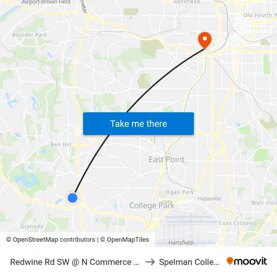 Redwine Rd SW @ N Commerce Dr to Spelman College map
