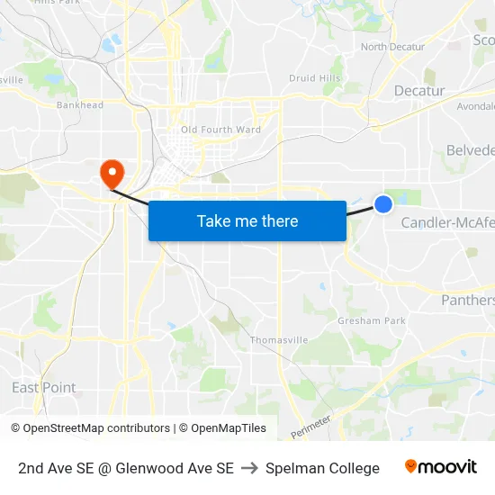 2nd Ave SE @ Glenwood Ave SE to Spelman College map
