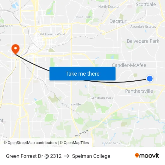 Green Forrest Dr @ 2312 to Spelman College map
