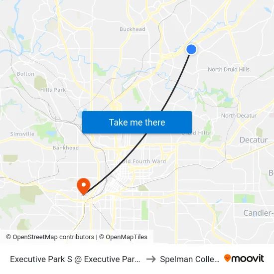Executive Park S @ Executive Park Dr to Spelman College map