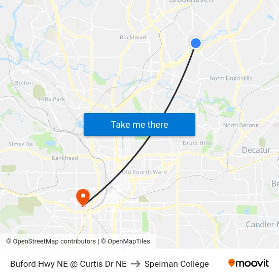 Buford Hwy NE @ Curtis Dr NE to Spelman College map