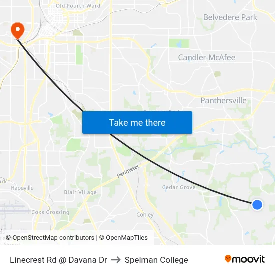 Linecrest Rd @ Davana Dr to Spelman College map