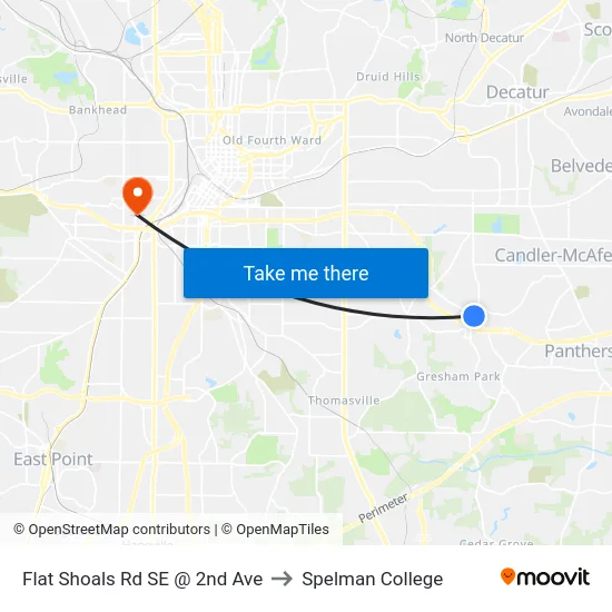Flat Shoals Rd SE @ 2nd Ave to Spelman College map