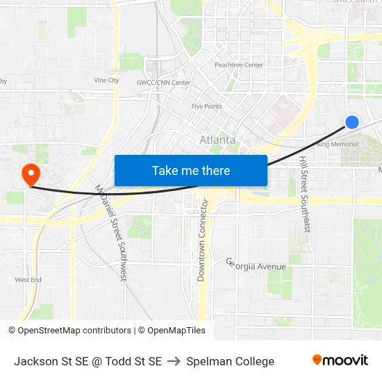 Jackson St SE @ Todd St SE to Spelman College map
