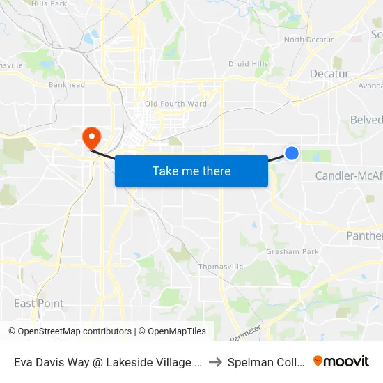 Eva Davis Way @ Lakeside Village Dr SE to Spelman College map