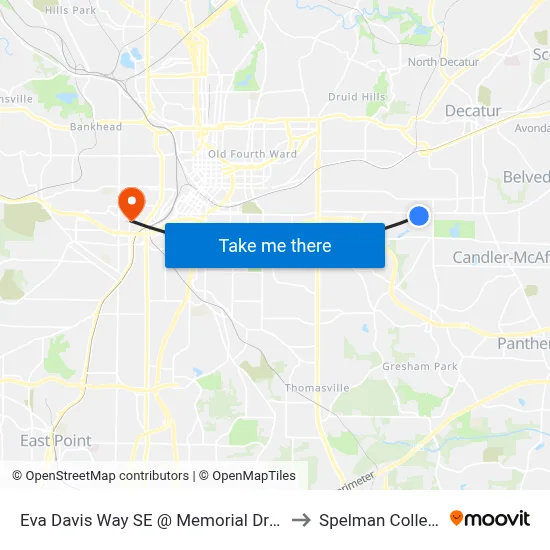 Eva Davis Way SE @ Memorial Dr SE to Spelman College map