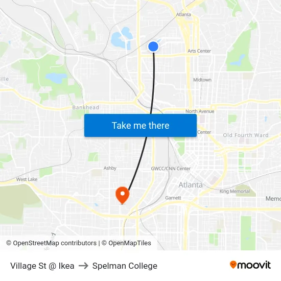 Village St @ Ikea to Spelman College map