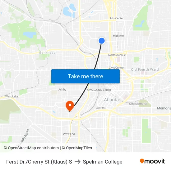 Ferst Dr./Cherry St.(Klaus) S to Spelman College map