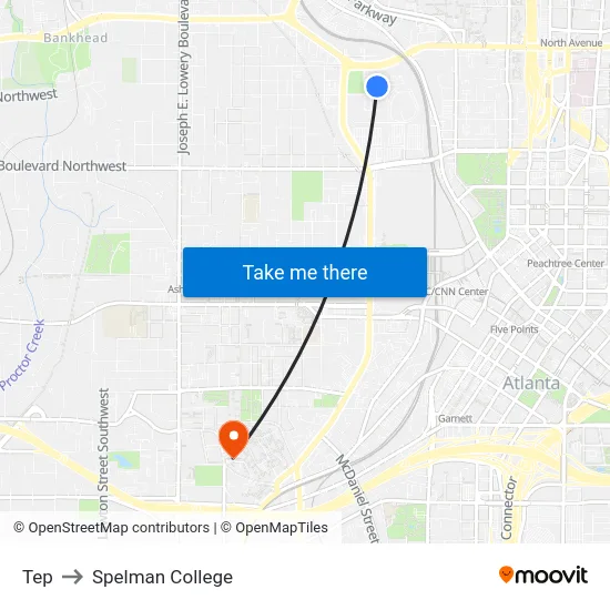 Tep to Spelman College map