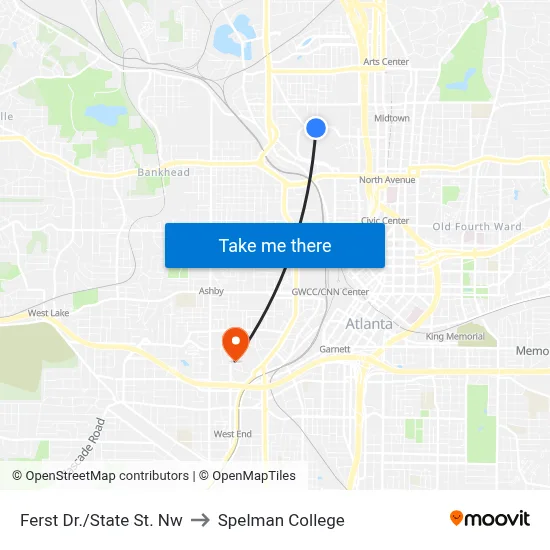 Ferst Dr./State St. Nw to Spelman College map