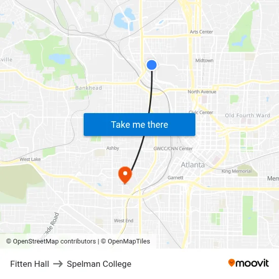 Fitten Hall to Spelman College map