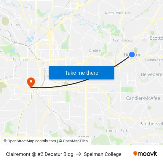 Clairemont @ #2 Decatur Bldg to Spelman College map