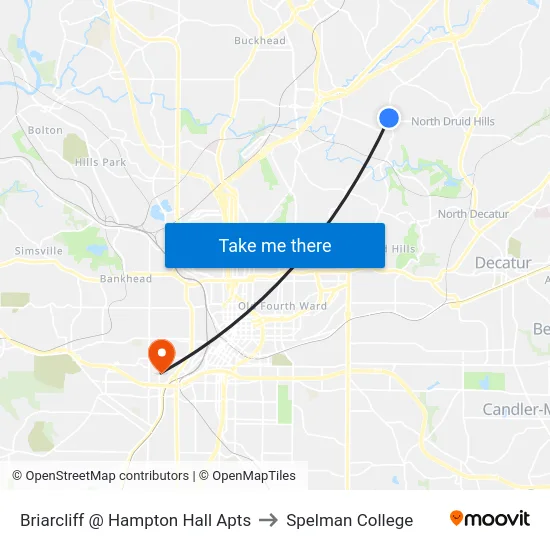 Briarcliff @ Hampton Hall Apts to Spelman College map