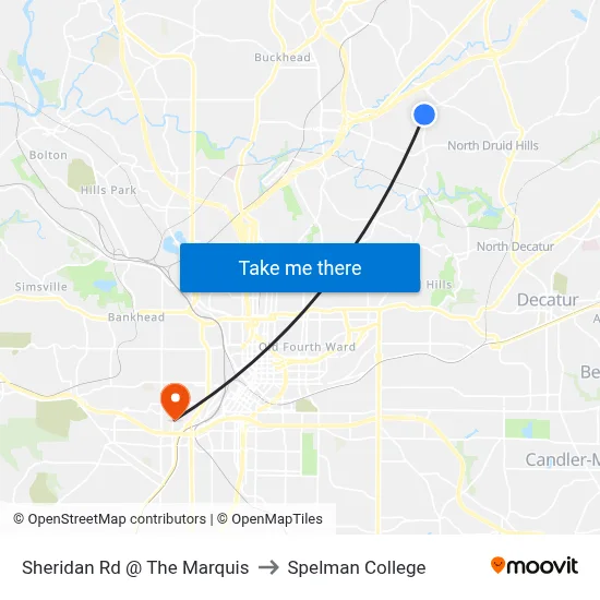 Sheridan Rd @ The Marquis to Spelman College map