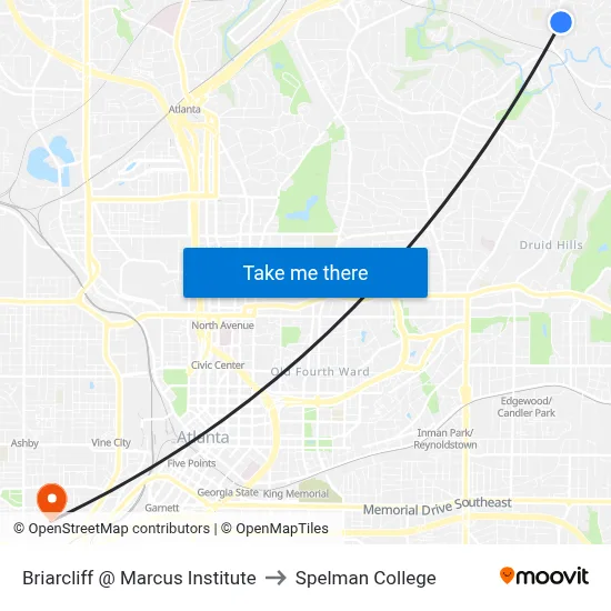 Briarcliff @ Marcus Institute to Spelman College map