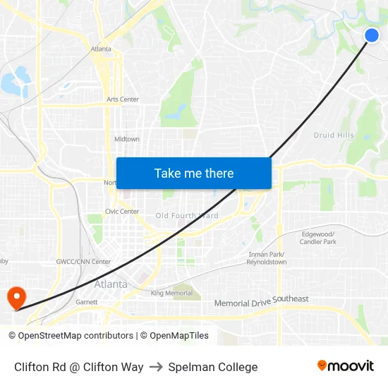 Clifton Rd @ Clifton Way to Spelman College map