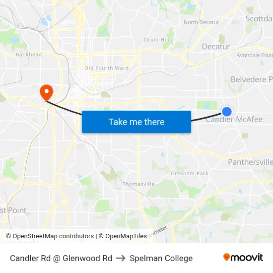 Candler Rd @ Glenwood Rd to Spelman College map