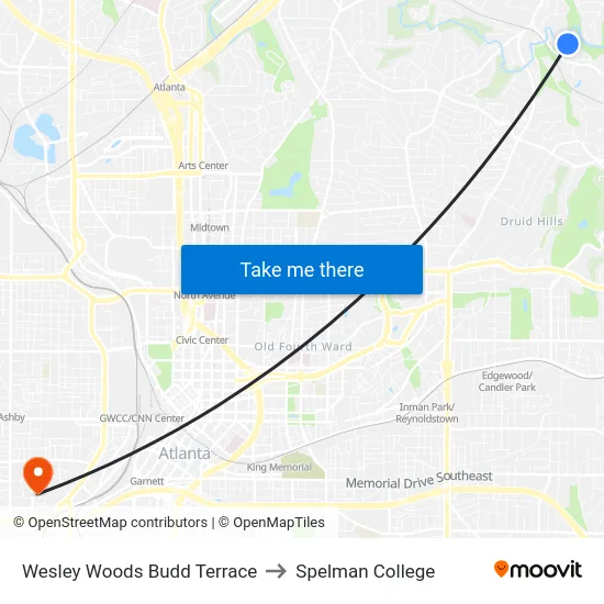 Wesley Woods Budd Terrace to Spelman College map