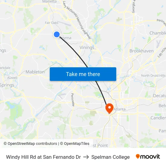 Windy Hill Rd at San Fernando Dr to Spelman College map