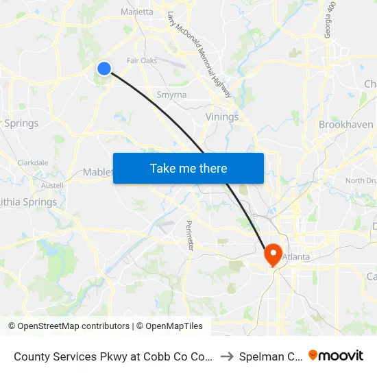 County Services Pkwy at Cobb Co Composting Facilit to Spelman College map